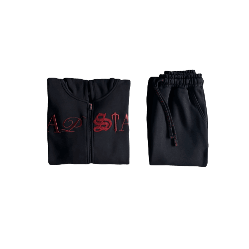 SCRIP ZIP-THOUGH HOODIE TRACKSUIT-BLACK /ZINFANDEL 2025